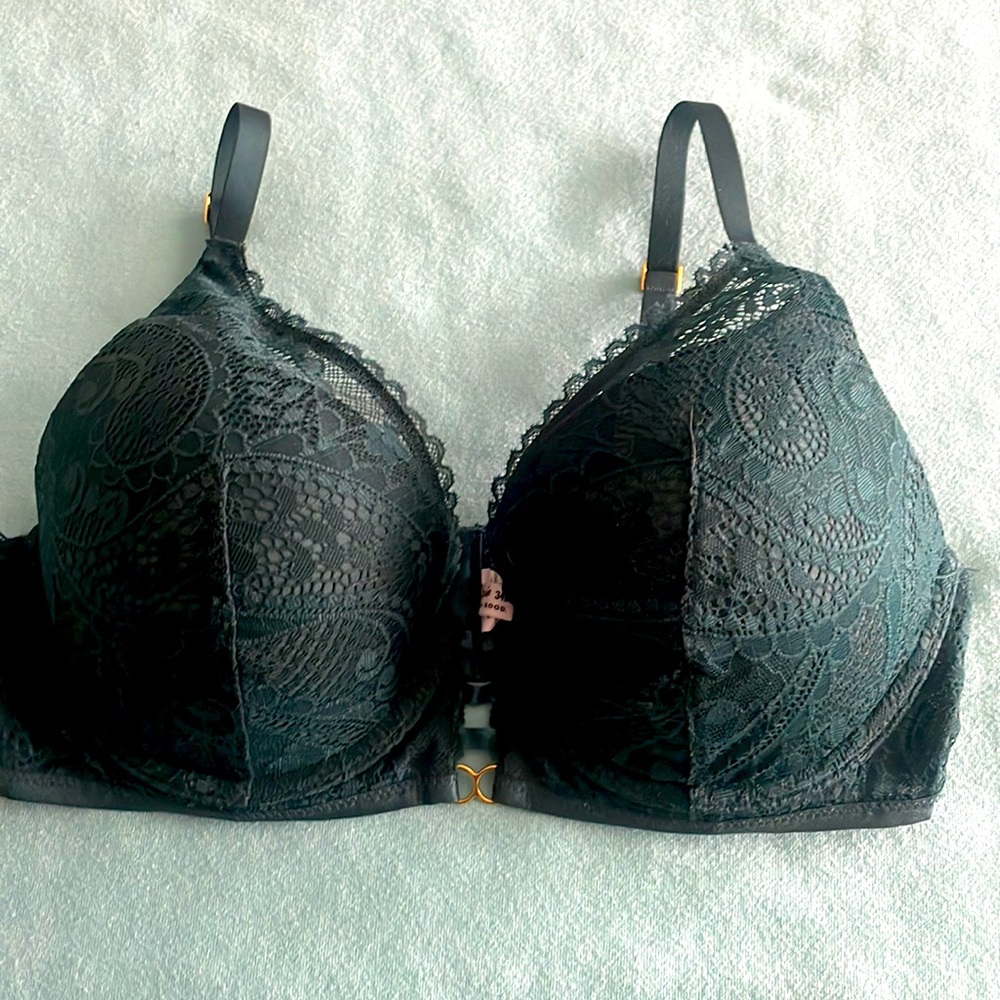 Hunter green padded lace aerie bra